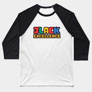 🤎 Black Excellence, Black Pride, Colorful Text Art Design Baseball T-Shirt